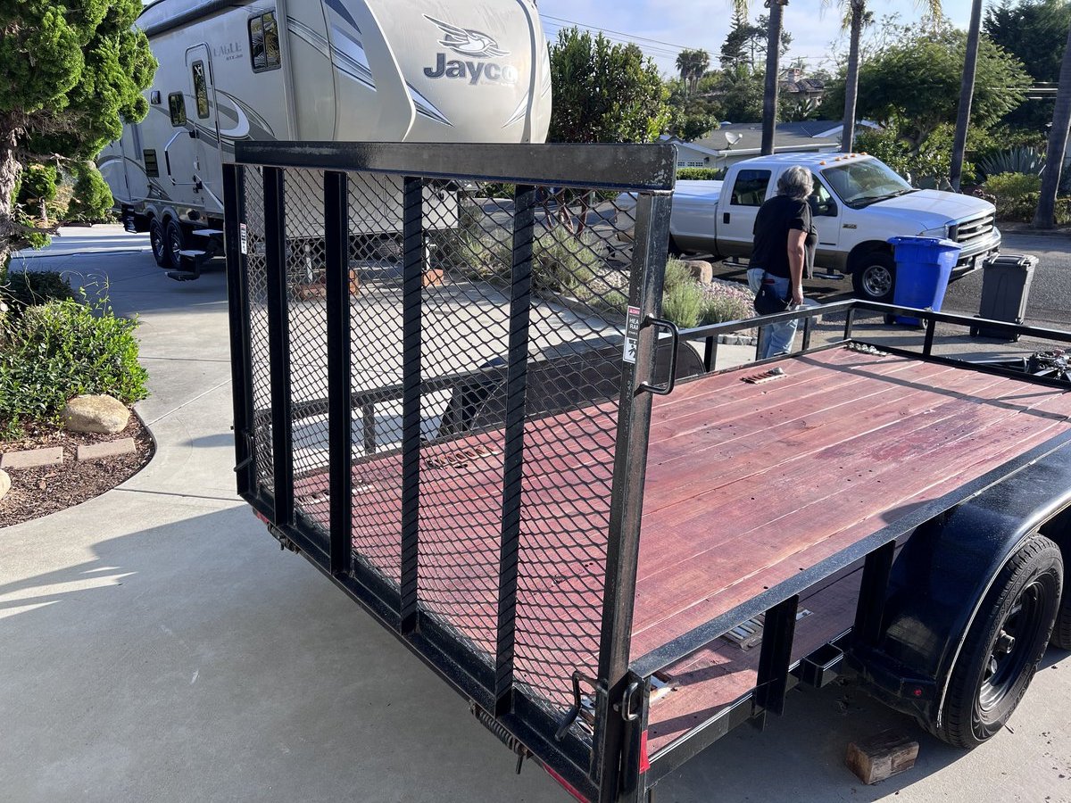 Trailer side view with mesh sides